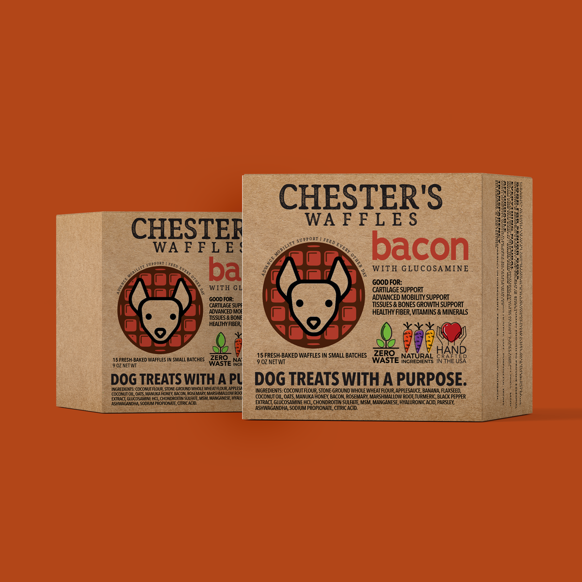 Chester's Bacon Honey Waffles w/Glucosamine for Advanced Mobility Support