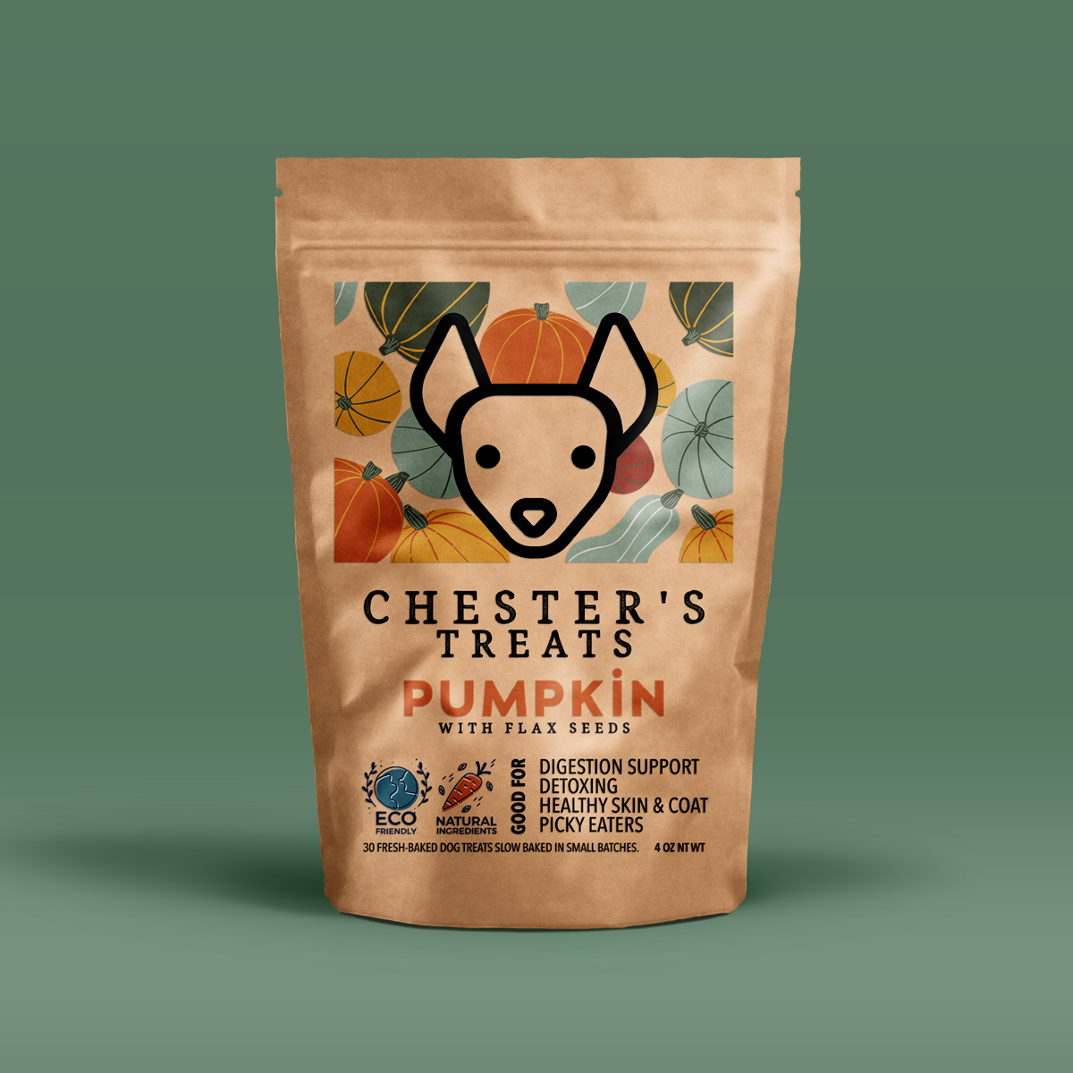 CHESTER'S Pumpkin and Flax Seed Dog Treats for Digestive Support