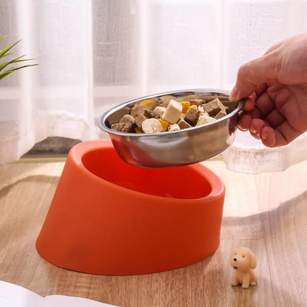 Anti Rollover Dog Feeder with Stainless Steel Bowl