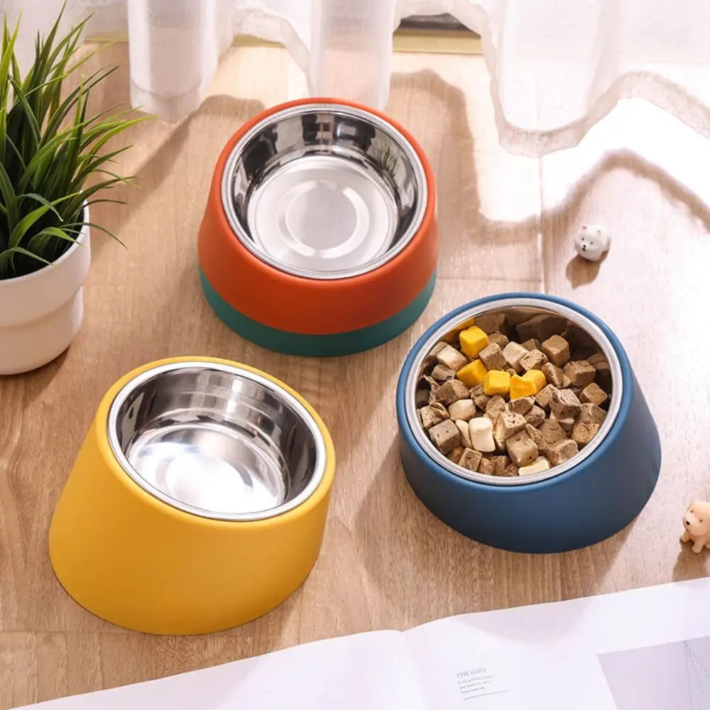 Anti Rollover Dog Feeder with Stainless Steel Bowl