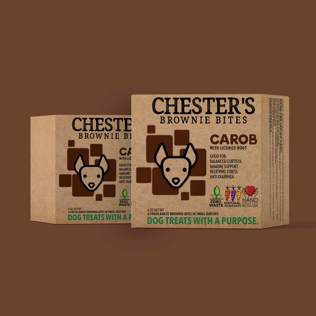 Chester's Brownie Bites Dog Treats for Cortisol Support