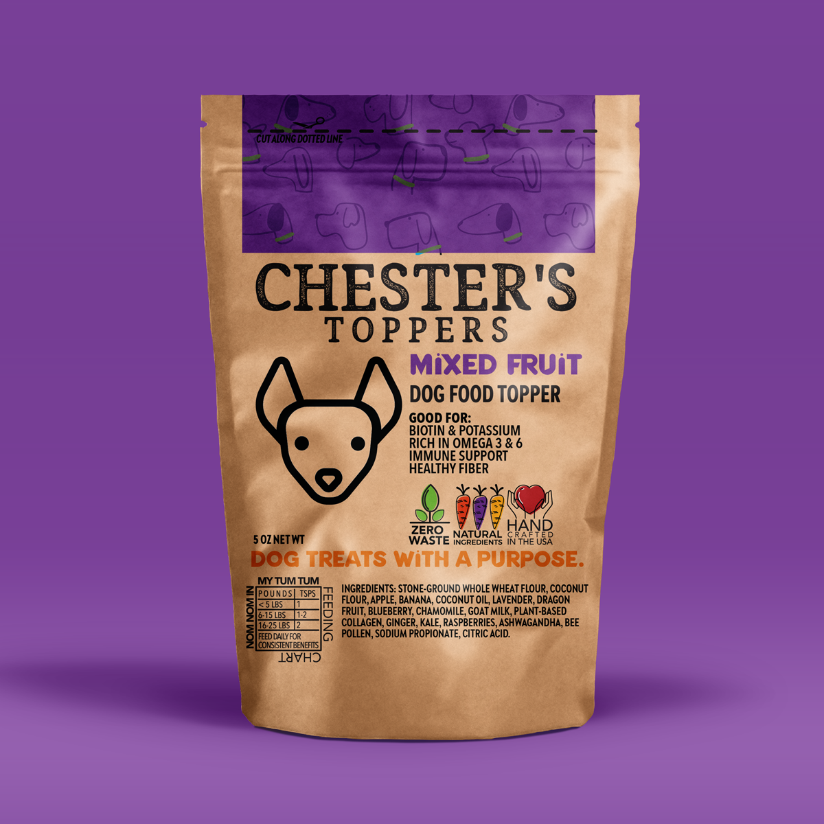 Chester's Mixed Fruit Dog Food Topper for Immune System Support